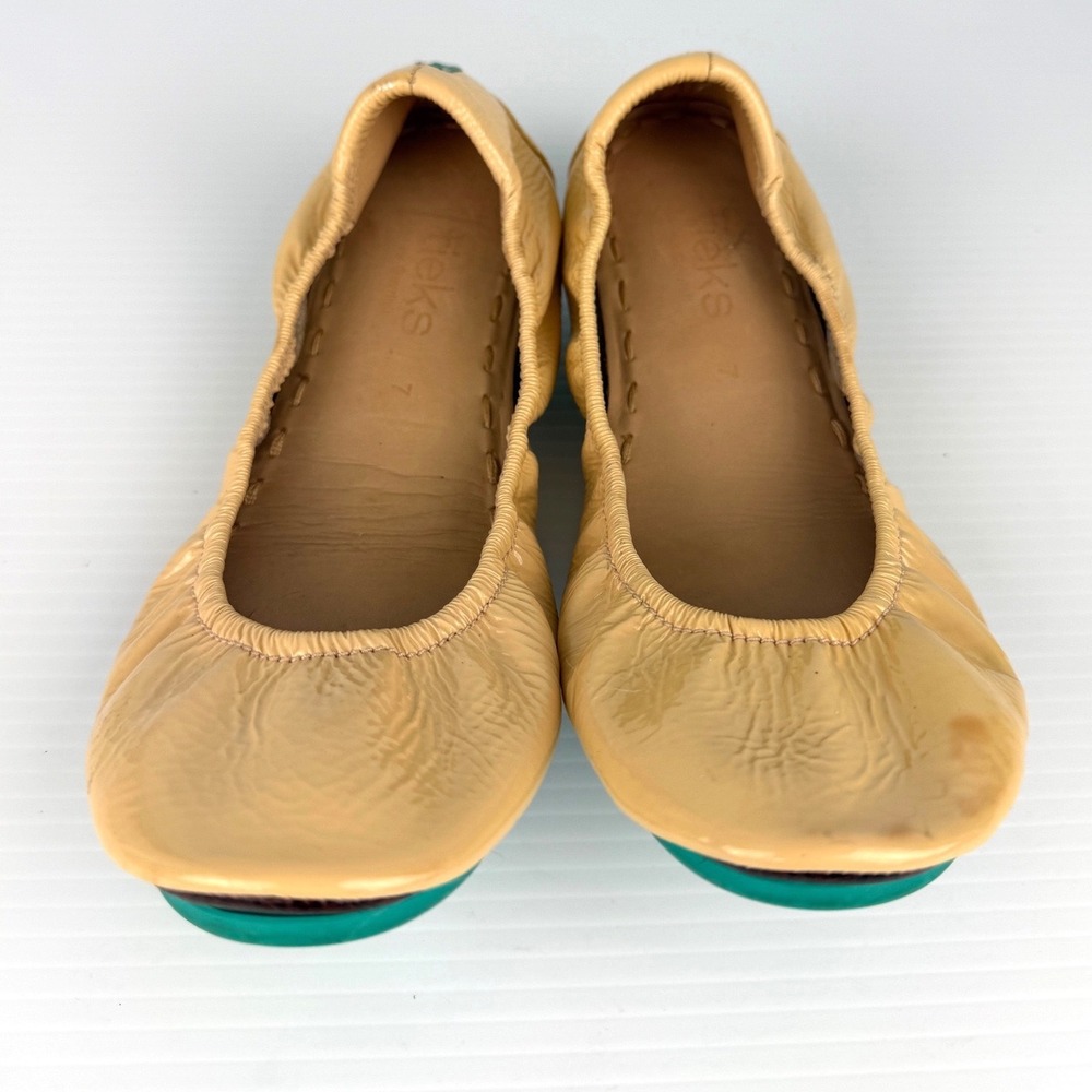 Tieks by Gavrieli Camel Yellow Tan Patent Leather Ballet Flats Size 7 Foldable